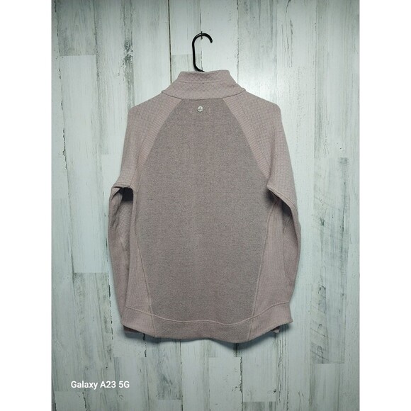 Prana Pink Raglan Sleeve Wool Blend Snap Mock Neck Pullover Sweater Size M - Picture 4 of 10